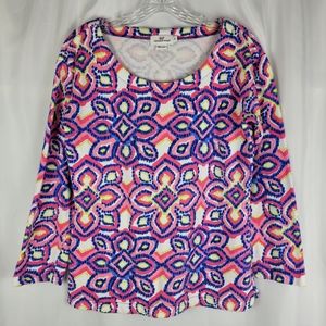Vineyard Vines Colorful Vibrant Pink Blue Abstract Sweatshirt Top Size Small